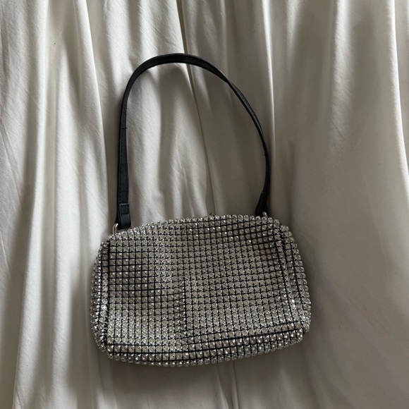 Handbags - Elegant Silver Crystal Embellished Women's Bag